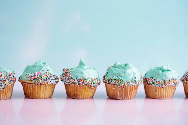 blue-frosted cupcakes