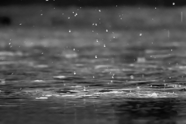raindrops in black and white
