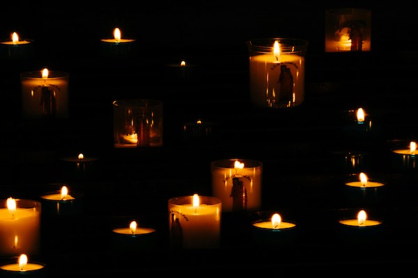 candles lit in the dark